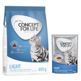 Concept for Life Kombi-Paket: 400 g Trockennahrung + 12 x 85 g Nassnahrung in Soße - Light Mixpaket