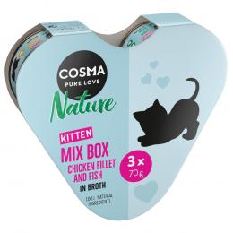 Cosma Nature Kitten Herz-Box 3 x 70 g - Mixpaket (3 Sorten)