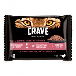 Crave Pouch Multipack 4 x 85 g - Pastete mit  Lachs & Huhn