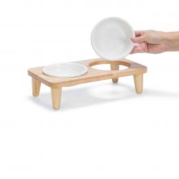 Designed by Lotte Futterstation Doppelnapf Holz Djeha 35x18x11,8 cm
