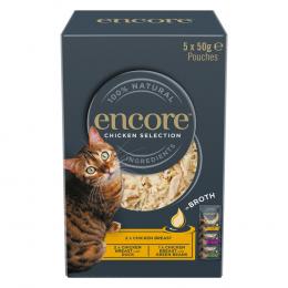 Encore Cat Pouch in Brühe 5 x 50 g - Hühnchen-Auswahl (3 Sorten)
