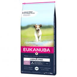 Eukanuba Grain Free Puppy Small / Medium Breed Lachs - Sparpaket: 2 x 12 kg