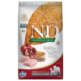 Farmina N&D Ancestral Grain Adult Medium & Maxi mit Huhn & Granatapfel - Sparpaket: 2 x 12 kg