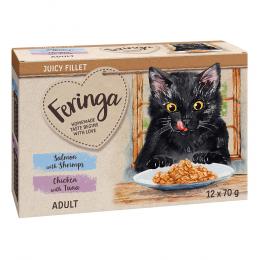 Feringa Juicy Fillet 12 x 70 g  - Mixpaket Lachs mit Shrimps und Huhn mit Thunfisch