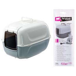 Ferplast Katzentoilette Prima XXL - Sparset: Katzentoilette Prima XXL + 2 Ersatzfilter