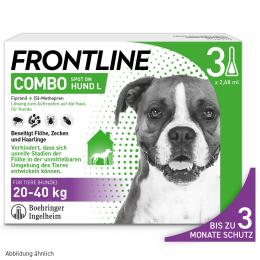 Angebot für Frontline® Combo Spot-on Hund L (20 - 40 kg) - 3 Pipetten x 2,68 ml - Kategorie Hundefutter & Zubehör / Ungeziefer- & Zeckenschutz / Frontline / Combo.  Lieferzeit: 1-2 Tage -  jetzt kaufen.