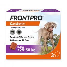 Frontpro Kautablette gegen Zecken und Flöhe, für Hunde >25 bis 50 kg - 3 Tabletten