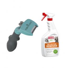 FURminator DeShedding Tool + 709 ml Nature's Miracle Set-In Flecken- und Geruchsentferner gratis! - Kleine Katze / Langhaar