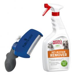 FURminator deShedding Tool + 709 ml Nature's Miracle Set-In Flecken- und Geruchsentferner gratis! - L Kurzhaar - Kammbreite 9,6 cm