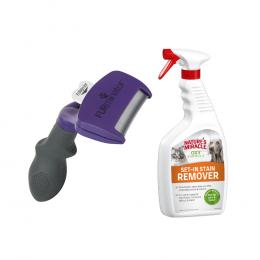 FURminator DeShedding Tool + 709 ml Nature's Miracle Set-In Flecken- und Geruchsentferner gratis! - M/L Katze / Kurzhaar