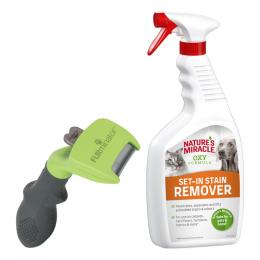 FURminator deShedding Tool + 709 ml Nature's Miracle Set-In Flecken- und Geruchsentferner gratis! - S Langhaar - Kammbreite 3,8 cm