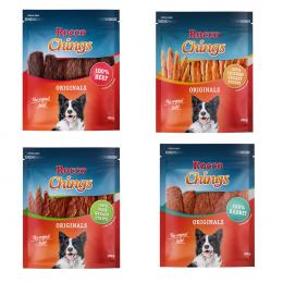 Gemischtes Probierpaket Rocco Chings Originals - Hühnerbrust Streifen, Entenbrust Streifen, Kaninchen, Rind 850 g