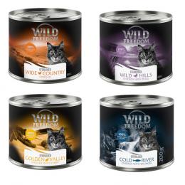 Gemischtes Probierpaket: Wild Freedom Adult - 6 x 200 g Sterilised: 2x Huhn pur, 2x Huhn & Lachs, 1x Huhn & Kaninchen, 1x Huhn & Ente