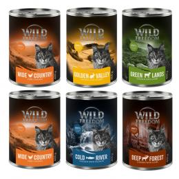 Gemischtes Probierpaket: Wild Freedom Adult - 6 x 400 g: 2x Huhn, Lachs, Lamm, Kaninchen, Wild