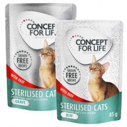 Gemischtes Sparpaket Concept for Life getreidefrei Gelee & Soße 24 x 85 g - Sterilised Cats Rind - in Soße und Gelee