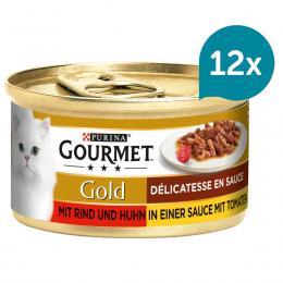 Gourmet Gold Délicatesse en Sauce Rind & Huhn 12x85g