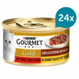 Gourmet Gold Délicatesse en Sauce Rind & Huhn 24x85g