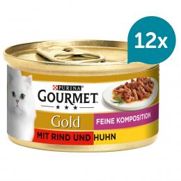 GOURMET Gold Feine Komposition mit Rind und Huhn 12x85g