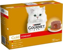 Gourmet Gold Fondant Packung: Rind, Huhn, Thunfisch, Lachs 12X85 Gr