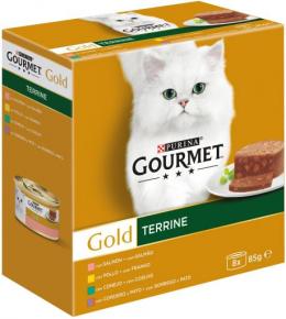 Gourmet Gold Terrine Packung: Lachs, Huhn, Kaninchen, Ente Und Lamm