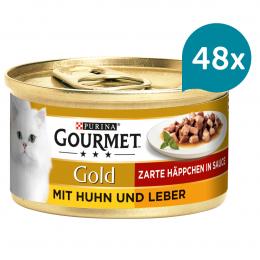 GOURMET Gold Zarte Häppchen in Sauce mit Huhn und Leber 48x85g