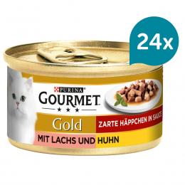 GOURMET Gold Zarte Häppchen in Sauce mit Lachs und Huhn 24x85g