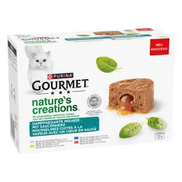 Gourmet Nature's Creations Gravy Heart 12 x 85 g - Hochseefisch, Huhn, Kabeljau und Rind