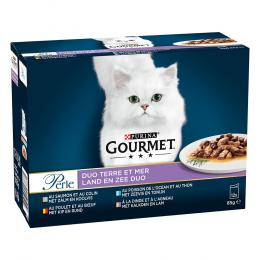 Gourmet Perle Gemischte Auswahl 12 x 85 g - Duo vom Land & aus dem Meer (4 Sorten)
