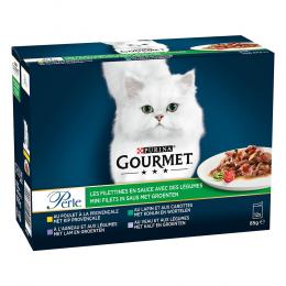 Gourmet Perle Gemischte Auswahl 12 x 85 g - Erlesene Streifen mit Gemüse (4 Sorten)