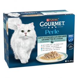 Gourmet Perle Gemischte Auswahl 12 x 85 g - zarte Stückchen aus dem Meer in Sauce (4 Sorten)