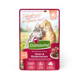 GranataPet Delicatessen in Sauce 12 x 100 g - Huhn & Rinderherzen