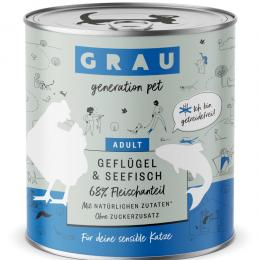 GRAU Adult Getreidefrei 6 x 800 g - Geflügel & Seefisch