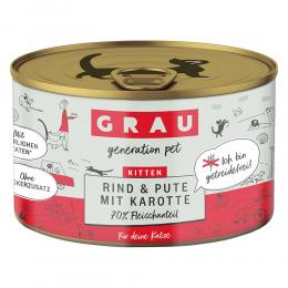 GRAU Kitten Getreidefrei 6 x 200 g - Rind, Pute & Karotten