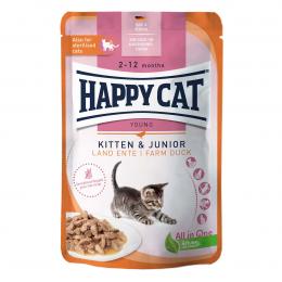 Happy Cat Kitten & Junior Land Ente Pouch 20x85g