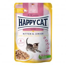 Happy Cat Tray Kitten und Junior Land Geflügel 12x85g