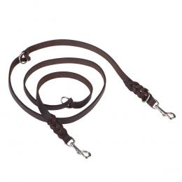 Heim Doppelleine aus Leder mit eingeflochtenem Karabiner - 220 cm lang, 18 mm breit
