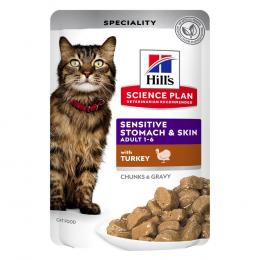 Hill's Science Plan Adult Cat Sensitive Stomach & Skin - Truthahn (48 x 85 g)
