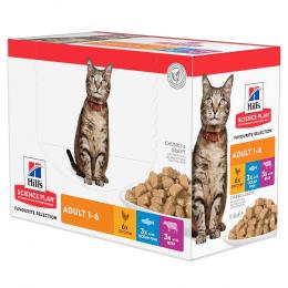 Hill's Science Plan Adult Thunfisch - Ergänzend: 12 x 85 g Hill's Science Plan Mixpaket Huhn, Seefisch, Rind