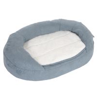 Hundebett Memory oval, grau-blau - Zubehör: Waschbeutel