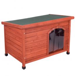 Angebot für Hundehütte Woody Flachdach - Größe M: B 104 x T 66 x H 70 cm - Kategorie Hund / Hundehütte & Freilauf / mit Flachdach / Hundehütte mit Grundausstattung.  Lieferzeit: 1-2 Tage -  jetzt kaufen.