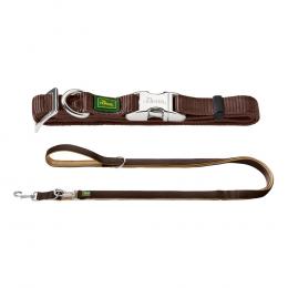 HUNTER Führleine Neopren, braun/karamell - Sparpaket: Leash Neopren + Collar Vario Basic Alu-Strong M