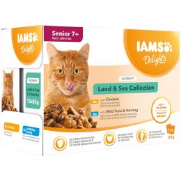 IAMS Delights Senior Land & Sea Collection in Sauce - Sparpaket: 24 x 85 g