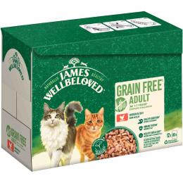 James Wellbeloved Grain Free Adult Cat Huhn in Gelee - Sparpaket: 48 x 85 g