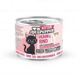 Joe und Pepper Cat Kitten Huhn und Rind mit Löwenzahn 6x200g