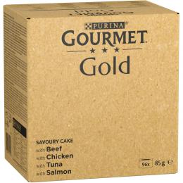 Jumbopack Gourmet Gold Raffiniertes Ragout 96 x 85 g - Rind, Huhn, Thunfisch, Lachs