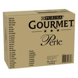 Jumbopack Gourmet Perle 96 x 85 g - Ente, Lamm, Huhn, Truthahn in Sauce