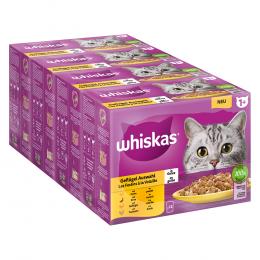 Jumbopack Whiskas 1+ Adult Frischebeutel 144 x 85 g - Geflügelauswahl in Gelee