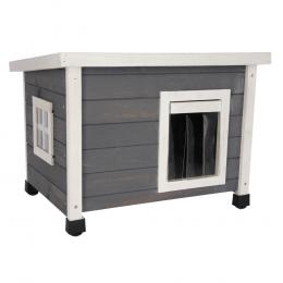 Kerbl Pet Katzenhaus Rustica, weiß / grau - L 57 x B 45 x H 43 cm