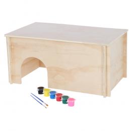 Kerbl Pet Nagerhaus zum Bemalen - L 50 x B 29 x H 24 cm, inkl. 6 Farben und Pinsel