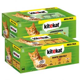 Kitekat Frischebeutel 96 x 85 g - Mixpaket in Soße (Bunte Vielfalt + Landpicknick)